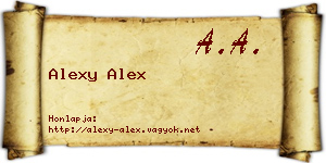 Alexy Alex névjegykártya